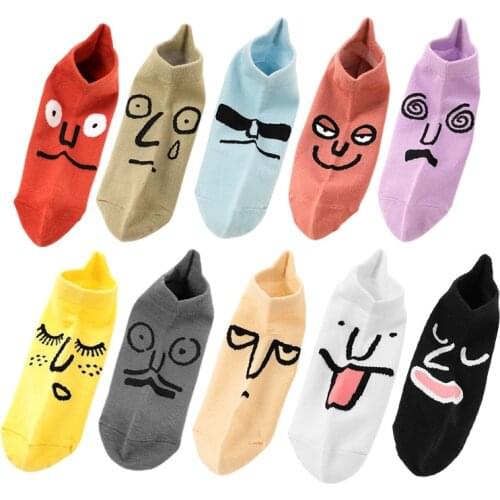 RUNNING CHICK spring and summer new pure cotton personality creative funny expression ankle socks wholesale