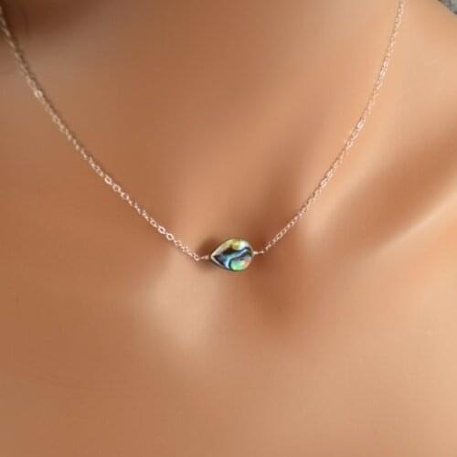 Abalone Choker Necklace Sterling Silver or Gold Jewelry Paua Shell Simple Necklace