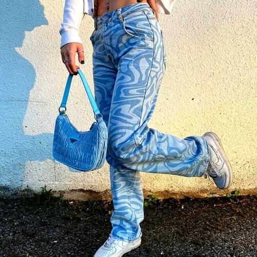 Straight Pants Capris Women Harajuku Baggy High Waist Trousers Casual Vintage Korean Streetwear Loose Print Pantalones De Mujer