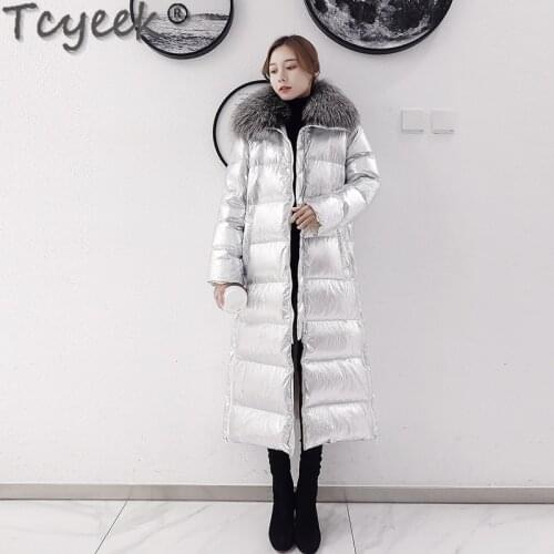 Womens Long Winter Down Jacket 20% White Duck Down Coat Female Thick Hooded Parkas Fox Fur Collar Abrigo Mujer 55885544