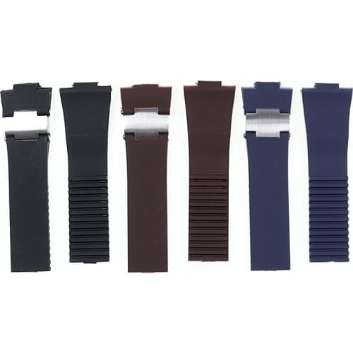 25mm*12mm Black Brown Blue Waterproof Silicone Rubber Strap Folding Buckle Wristband Strap Bracelet For Ulysse Nardin Watch Band