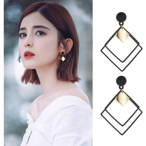 Earrings For Women Vintage Jewelry Punk Fashion Hanging Cute Black Geometry Piercing Kpop Aesthetic Accessories Long earrings