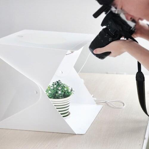 Mini Folding Photo Studio Box Light Soft Box Lighting Tent Softbox 2 LED Panel For Photo Background With Photography Backdrops