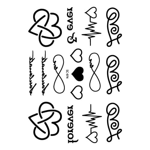 Rocooart SC974 Taty Sketch Black White Sweet Hearts Water Transfer Temporary Tattoo Stickers Fake Tattoo Tatuagem For Women Men