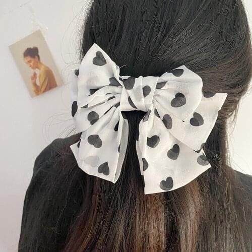 IFMIA Korea 2021 Fashion Red Heart Dot Big Bow Fabric Hairpin Female Elegant Party Headdress Bow-Knot Hair Accessories Wholesale