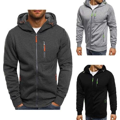 Autumn Winter Men Zip Up Hoodie Hoodies Jacket Sweatshirt Casual Gym Hooded Coats Top New Fashion