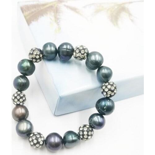 High Quality Natural Freshwater Pearl Bracelet Black Pearl and crystal Bracelet Fine Pearl Jewelry For Women