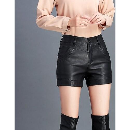 2020 Genuine Leather Pants Woman Short Self-cultivation Hit Underpant High Waist Sheep Skin Leisure mini skirt free shipping
