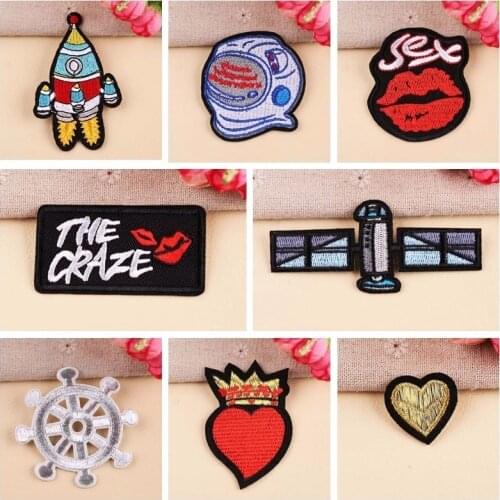 1PCS New Cheap Embroidered Aerospace helmet PatchesPunk Signal device Patch love Patch Biker Iron On For Clothes Stickers