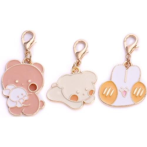 10pcs/lot Cartoon rabbit bear cat Pendant Jewelry bag charm Women lucky Gifts diy Earring Keychain Necklace Pendants