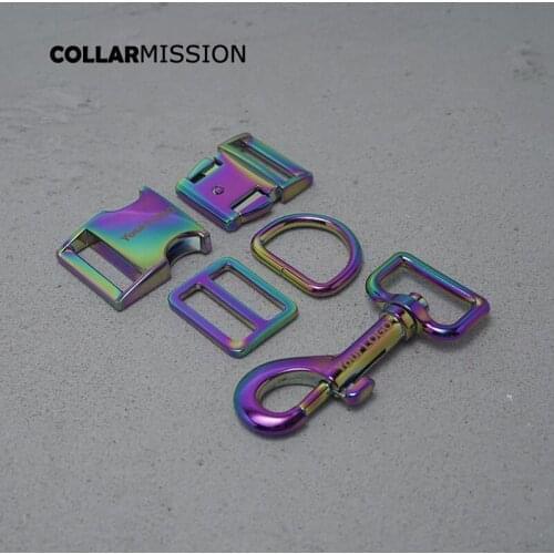 10psc/lot Engraved(metal buckle+adjust buckle+D ring+metal clasp/set)25mm DIY dog collar buckle parts 8 colours