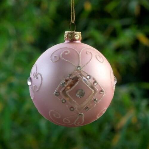 12pcs/pack Diameter=8cm Pink Series Glass Ball Christmas Day Tree Decoration Hanging Pendant Festival Wedding Friend Gift