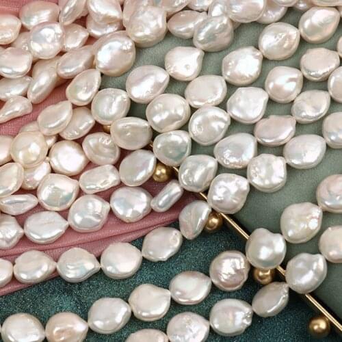 13-14MM 8Pcs/Lot Natural Freshwater Pearl Baroque Flat Round Loose Beads Diy Jewelry Making Accessories Findings