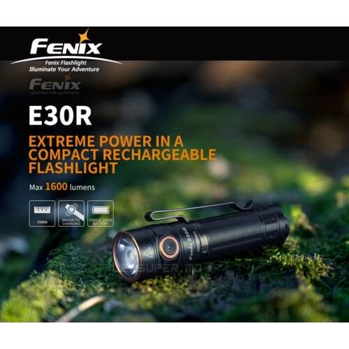 1600 Lumens Fenix E30R Rechargeable Flashlight with Magnetic Charging Cable & ARB-L18-3500 3500mAh Li-ion Battery