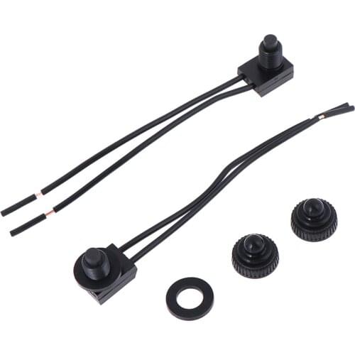 2PCS 12V Waterproof Push Button On-Off Switch With 4" Lead Wire Black