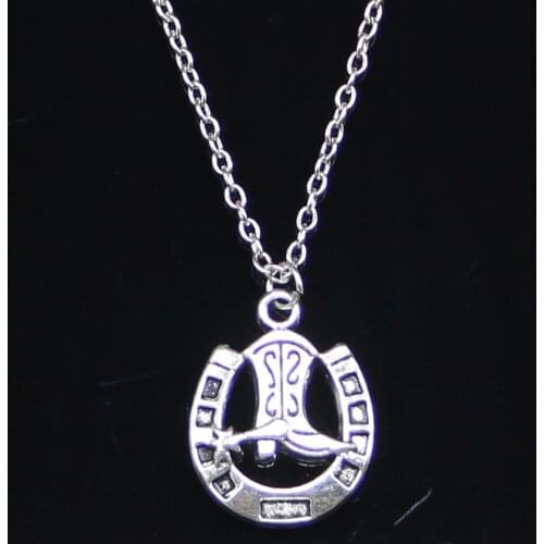 20pcs New Fashion Necklace 24x18mm horseshoe shoe Pendants Short Long Women Men Colar Gift Jewelry Choker