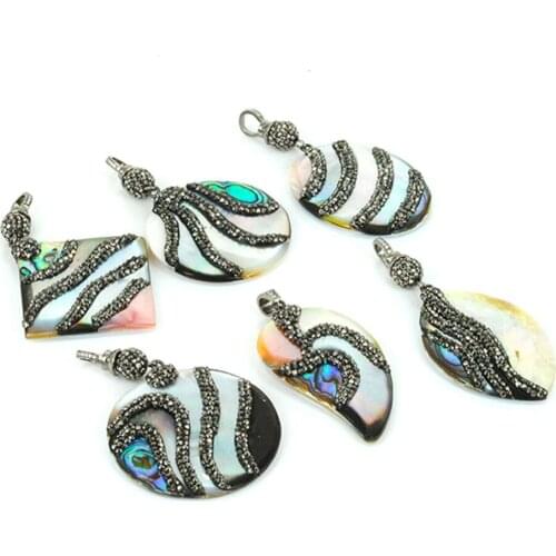 2017 Newest Brand Female Fashion Jewelry Natural Semi Precious Stone Pearl Pendants Rhinestone Multi Shape Necklace & Pendants