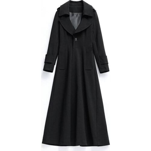 2019 Fashion Long Windbreaker Womens Clothing Spring Autumn Lapel Dark Buckle Slim Wild Trench Coat Casaco Feminino A730