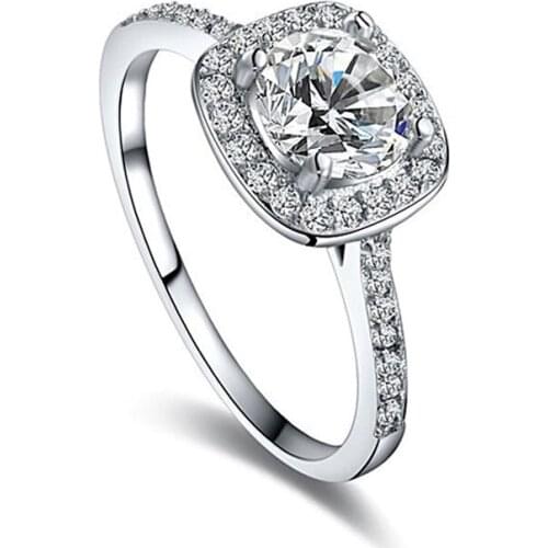 2020 Elegant Simple Fashion Wedding Engagement Sterling Silver Rings For Women Bridal Jewelry CZ Crystal Finger Rings