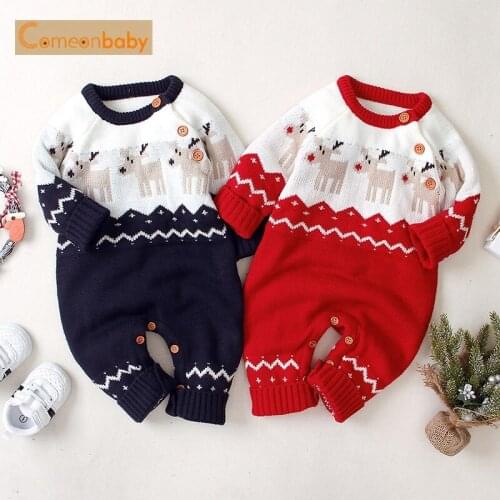2021 Infant Baby Rompers Long Sleeve Jumpsuit Newborn Clothes Autumn Winter Christmas Cute Deer Print Baby Girl Boy Clothes