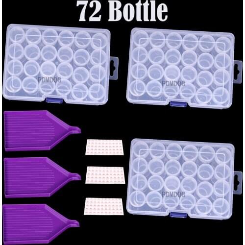 24/60 Bottle Diamond Painting Accessories Tool Plastic Transparent Storage Box for Rice Beads Jewelry Nail Art DIY Beaded Storag