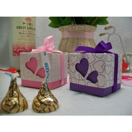 30 pcs Heart Wedding Favor box Marriage Party Boxes included candy box 2 colours(no have ribbon )