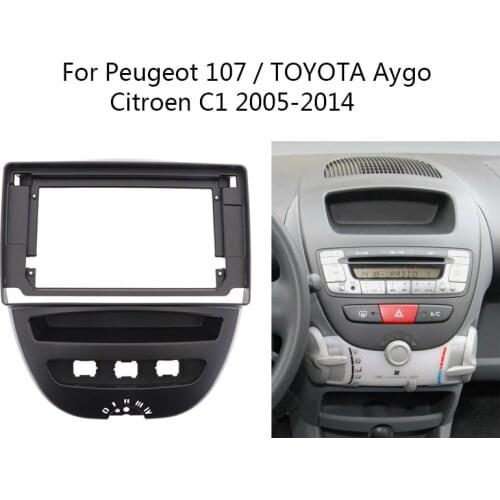 9 inch 2 Din Car Radio Frame Fascia Dash Kit DVD Head Unit Panel Stereo Cover For Toyota Aygo Citroen C1 Peugeot 107 2005-2014