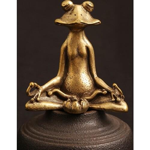 Antique Brass Cone Incense Holder Meditation Frog Figurine Incense Burner Plate Tray for Zen Garden Home Decoration