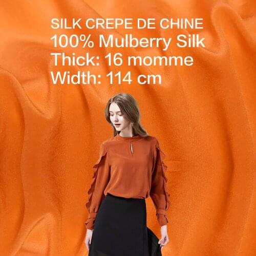 [Big Sale]SILK CREPE DE CHINE 114 cm width 16 m/m /100% Pure Mulberry Silk Matt Color Women Evening Dress Fabric Champagne NO 04