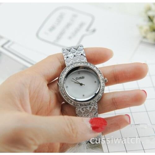 CUSSI 2018 Luxury Womens Watches Fashion Silver Ladies Bracelet Watches Dress Watches Quartz Wristwatch relogio feminino Clock