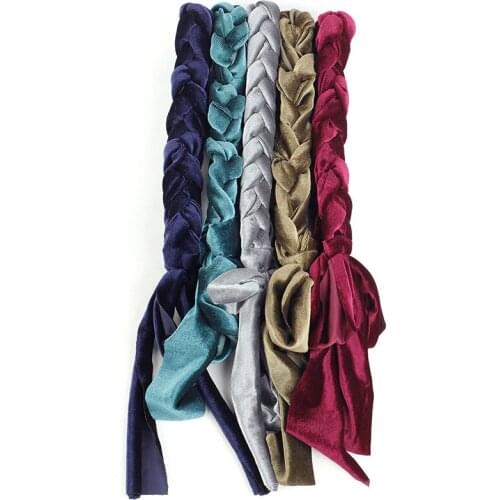 Women Girls Braid Knitted Hair Fashion Head Wrap Twist Hairband Elastic Bandage Handmade Turban Suede
