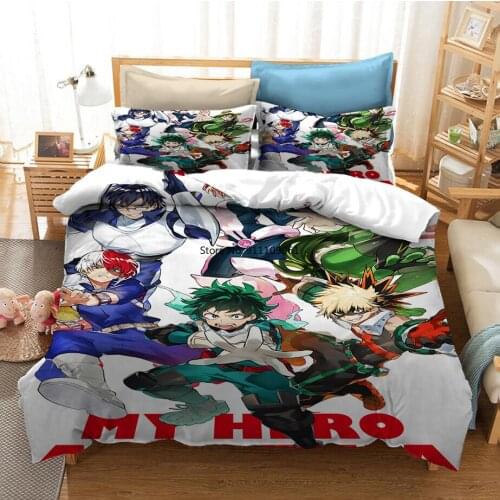 New Printed Japan Anime My Hero Academia 3D Bedding Set Duvet Covers Pillowcases Color Bedclothes Bed Linen for Kids Gift