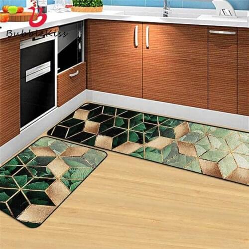 Bubble Kiss Kitchen Carpet Green Home Doorway Anti Slip Floor Mats Custom Gradient Geometry Pattern Living Room Area Decor Rugs