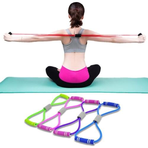 2020 Hot Yoga Gum Fitness Resistance 8 Word Chest Expander Rope Workout Muscle Fitness Rubber Elastic Bands for Sports Exercise