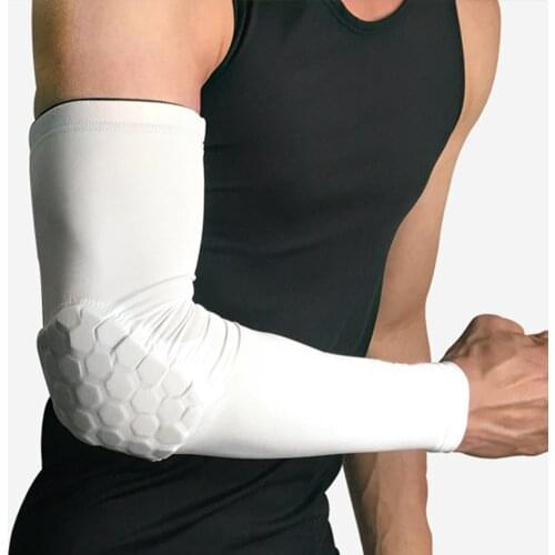 Mens Compression Elbow Pad Oversleeve Sports Arm Sleeve Basketball Breathable Sun UV Protection Elbow Protector Cycling