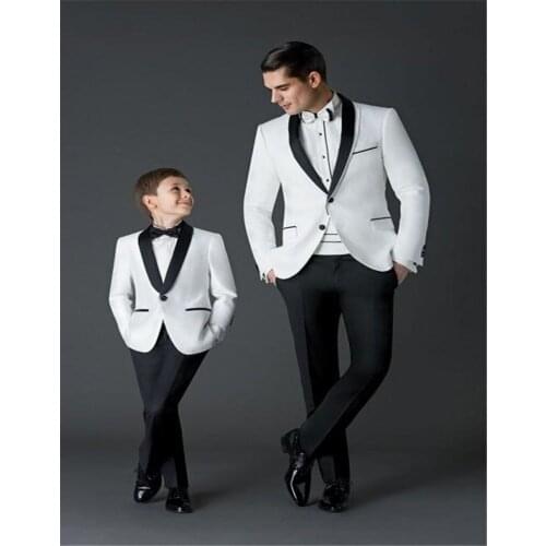 New wedding suits for white Boy tuxedos shawl lapel boys suits children suit slim fit two button jacket+pants