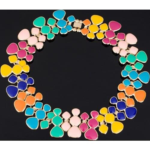 NEW Design Fashion choker Short Necklace Popular Big Pendant Clavicle Chain 9 color Womens Delicate Banquet Jewelry N003