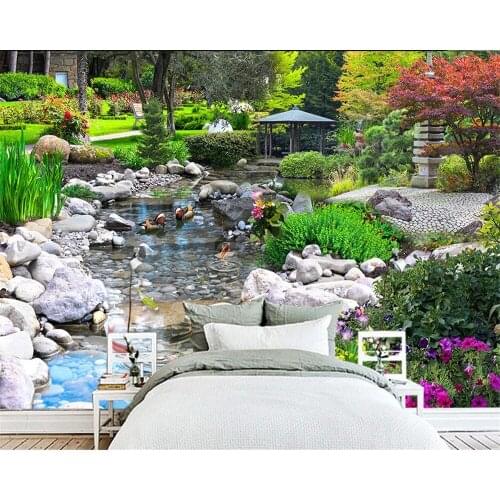 Beibehang Custom wallpaper 3D photo mural park stone creek squid scenery TV background wall paper papel de parede 3d wallpaper