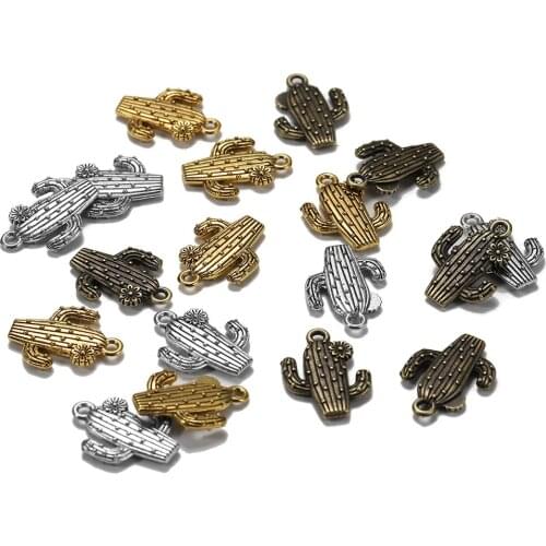 10pcs/lot Antique Silver Color Metal Alloy Charm Cactus Charms Pendant for Bracelet Necklace Jewelry Making Handmade Craft