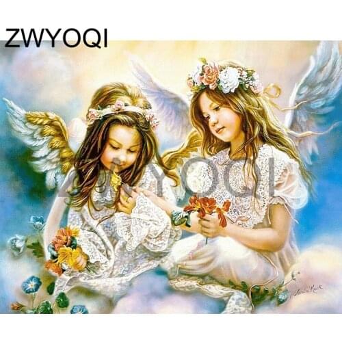 Full Square Diamond embroidery Cross stitch angel dirl wing wreath DIY 3D Diamond mosaic angel Full Round Diamond painting angel