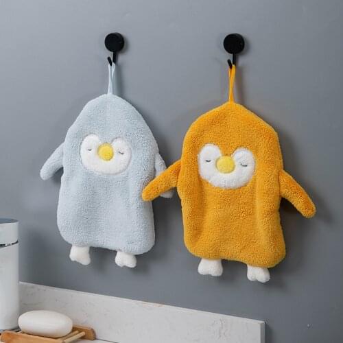 Hangable Baby Soft Plush Bath Absorbent Towel Nursery Hand Towel Cute Animal Wipe Hanging Bathing Towel For Bathroom Kitchen