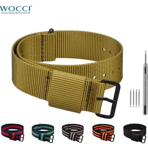 WOCCI NATO Nylon Watch Strap Washable Stripes Bracelet Men Women 18mm 20mm 22mm 24mm Durable Sport Watch Replacement Bands