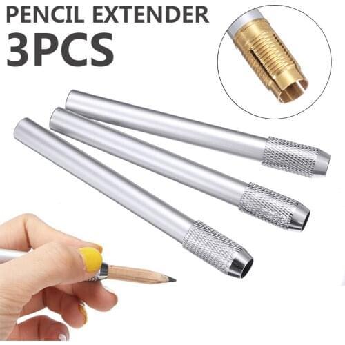 3pcs Metal Pencil Extender Random Color Sketch Pen Extender Holder Rotary Painting Extension Sleeve Rod Art Painting Tools