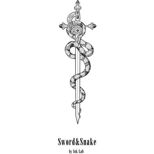 38MM×126MM snake tattoo stickers waterproof men and women long-lasting dark gothic net red sword and snake