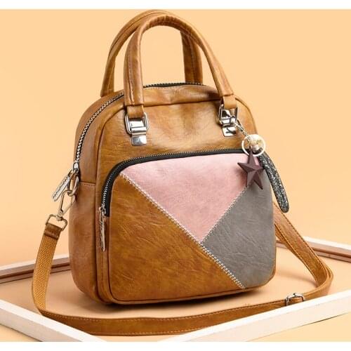 Ladies Shoulder Bag Ladies Leather Travel Backpack Multifunction Patchwork Women Backpack High Quality Female Back Pack