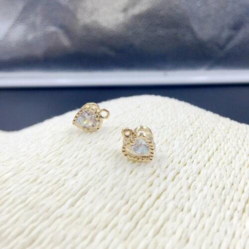 120Pcs 12*8mm Heart " KC Gold Color " Alloy + Glass Crystal Rhinestone Inner Jewellery Pendants Jewelry Charms