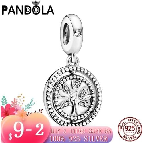 2021 new Fashion 925 Sterling Silver Spinning Family Tree Dangle Charms beads fit Pandora Charms Original 925 jewelry Making