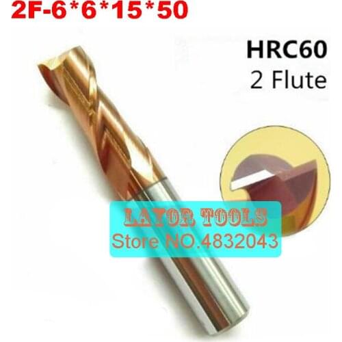 2F-6*6*15*50 HRC60,carbide Square Flatted End Mills coating:nano TWO flute diameter 6.0mm, The Lather,boring Bar,cnc,machine