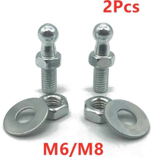 2x 10mm M8 M6 Universal Boot Bonnet Gas Strut End Fitting Connector Ball Screw Bolt Pin With Gasket Nut for Spring Lift Supports