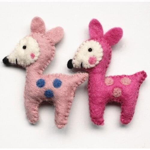 8pcs/lot Big Size Animals Hair Clip Cartoon Hairpin Kids Pure Handmade Girls Hotsale Barrette Wool Fawn 4pair/lot Pink Rose Fawn